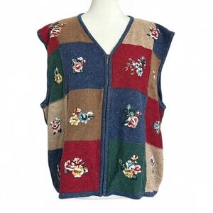 KORET vintage color block zip up sweater vest